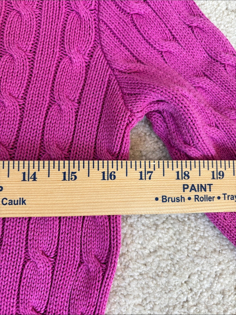 Vintage Ralph Lauren Cable Knit Cotton Sweater Fuchsia Purple Preppy Women’s S - Picture 6 of 9